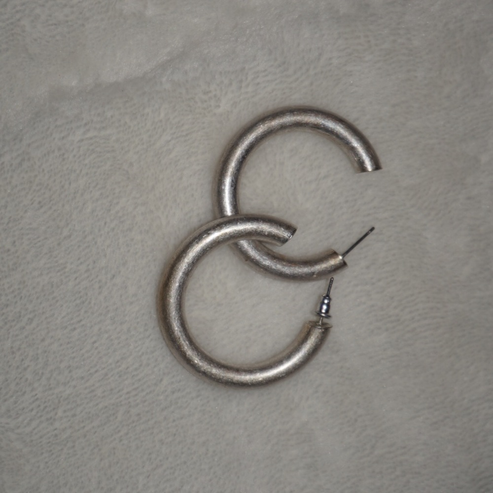 Silver thick hoops